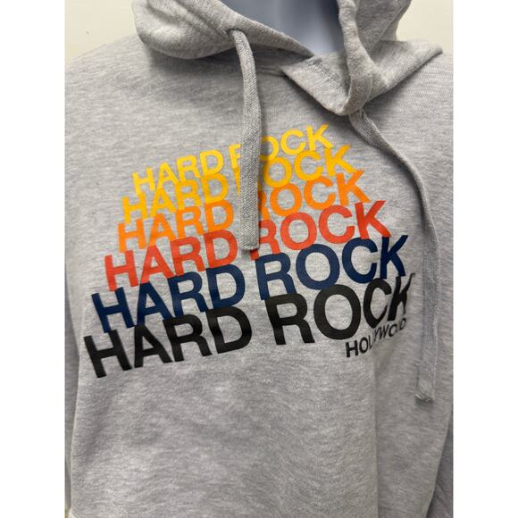 Hard Rock Cafe Hoodie Womens Small Gray Sweatshirt pullover Hollywood California - Picture 2 of 4